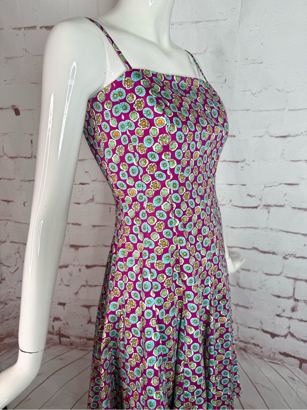 NINE WEST Size 6 Fit and Flare Adjustable Spaghetti Strap Sleeveless Print Dress - Picture 9 of 14